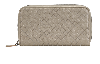 Bottega Veneta Intrecciato Long Wallet, &pound;150, Accessories, Silver, Leather, Front view